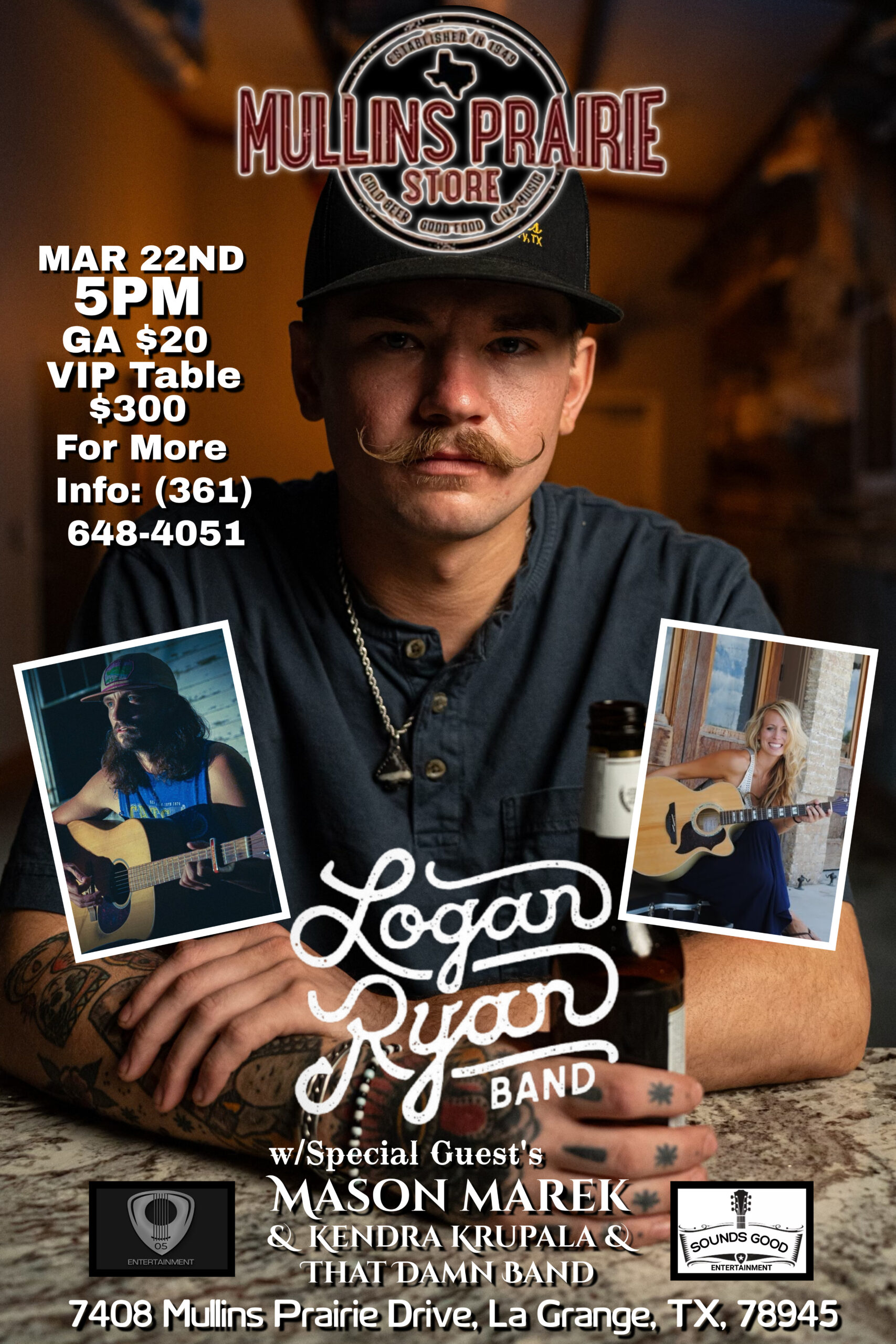 Logan Ryan Band w/special guest Mason Marek & Kendra Krupala & That Damn Band