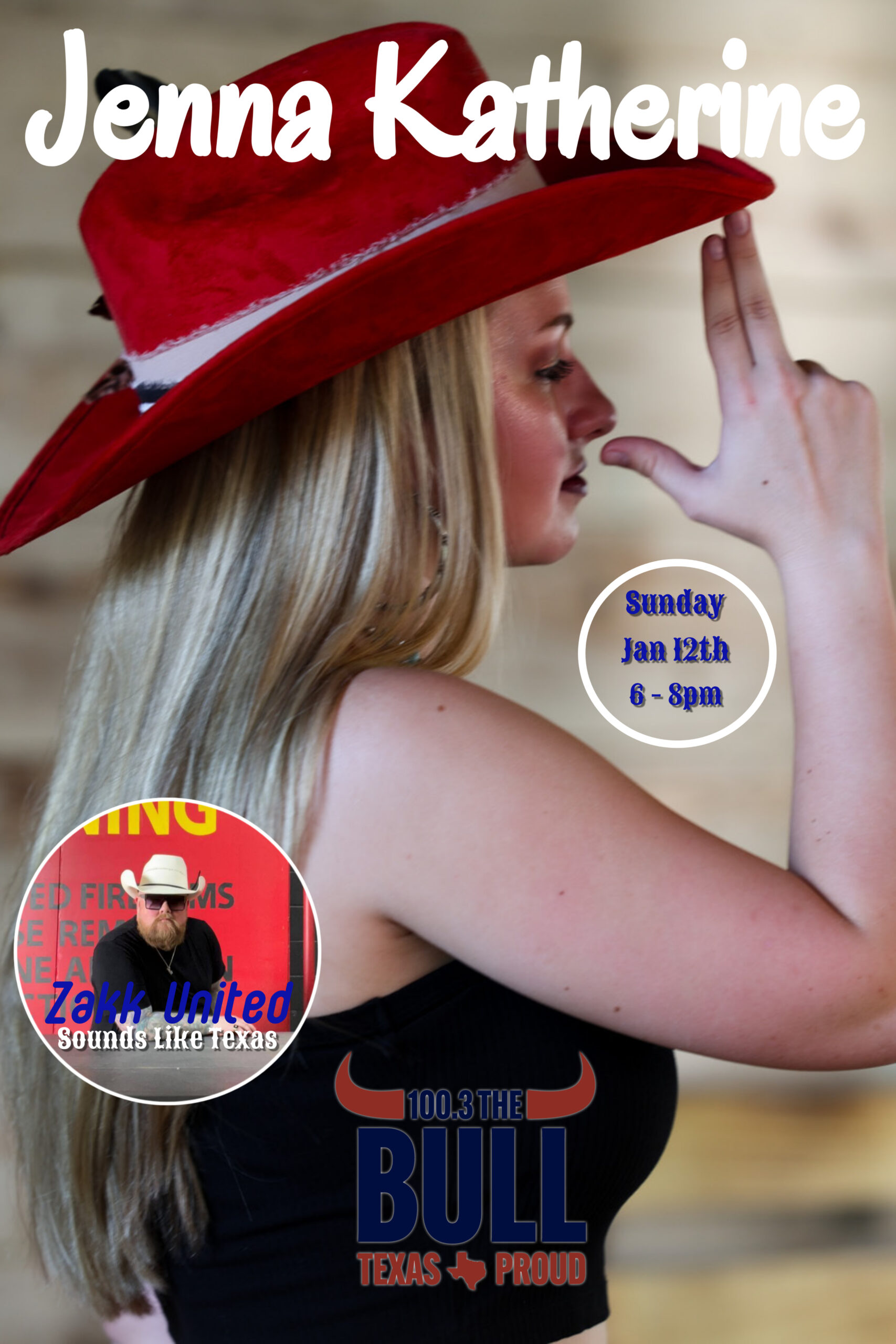 Jenna Katherine @ Sounds Like Texas w/Zakk United on 100.5 The Bull